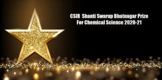 CSIR Shanti Swarup Bhatnagar Prize For Chemical Science 2020-21