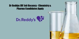 Dr Reddys JRF Job Vacancy - Chemistry & Pharma Candidates Apply