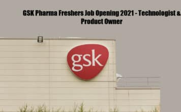 GSK Pharma Freshers Job Opening 2021 – Technologist & Product Owner GSK Pharma Freshers Job Opening 2021 - Technologist & Product Owner