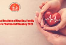 Govt NIHFW Pharmacist Vacancy 2021 - National Institute of Health and Family Welfare