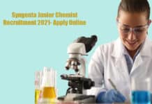 Syngenta Junior Chemist Recruitment 2021- Apply Online