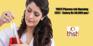 THSTI Pharma Job Opening 2021 - Salary Rs 60,000 pm/-