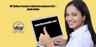 VIT Vellore Freshers Fellow Recruitment 2021 – Apply Online