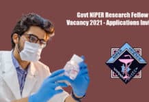 Govt NIPER Research Fellow Vacancy 2021 - Applications Invited