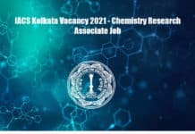 IACS Kolkata Vacancy 2021 - Chemistry Research Associate Job