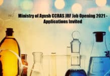 Ministry of Ayush CCRAS JRF Job Opening 2021 - Applications Invited