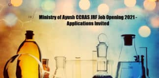 Ministry of Ayush CCRAS JRF Job Opening 2021 - Applications Invited