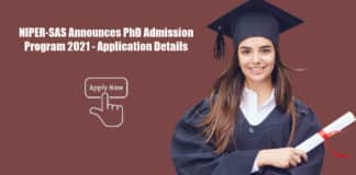 NIPER-SAS Announces PhD Admission Program 2021 - Application Details