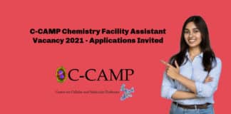 C-CAMP Chemistry Facility Assistant Vacancy 2021 - Applications Invited