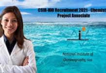 CSIR-NIO Recruitment 2021 - Chemistry Project Associate