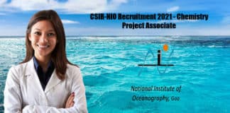 CSIR-NIO Recruitment 2021 - Chemistry Project Associate
