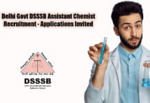 Delhi Govt DSSSB Assistant Chemist Recruitment - Applications Invited