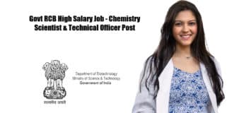 Govt RCB High Salary Job - Chemistry Scientist & Technical Officer Post