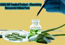 Govt CCRAS NIF Funded Project - Chemistry Research Fellow Post