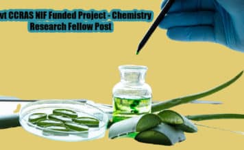 Govt CCRAS NIF Funded Project – Chemistry Research Fellow Post Govt CCRAS NIF Funded Project - Chemistry Research Fellow Post