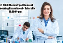 Govt CIAB Chemistry & Chemical Engineering Recruitment - Salary Rs 47,000/- pm