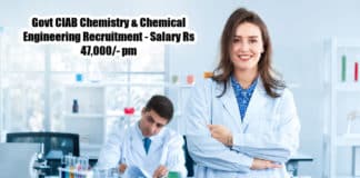 Govt CIAB Chemistry & Chemical Engineering Recruitment - Salary Rs 47,000/- pm