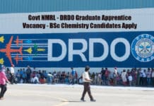 Govt NMRL - DRDO Graduate Apprentice Vacancy - BSc Chemistry Candidates Apply