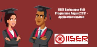 IISER Berhampur PhD Programme August 2021 - Applications Invited
