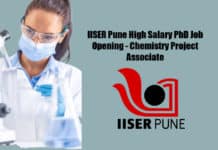 IISER Pune High Salary PhD Job Opening - Chemistry Project Associate