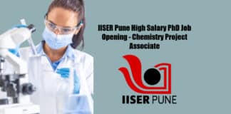 IISER Pune High Salary PhD Job Opening - Chemistry Project Associate