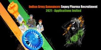 Indian Army Announces Sepoy Pharma Recruitment 2021 - Applications Invited