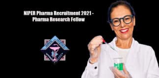NIPER Pharma Recruitment 2021 - Pharma Research Fellow