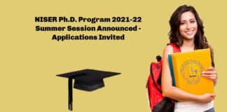 NISER Ph.D. Program 2021-22 Summer Session Announced - Applications Invited