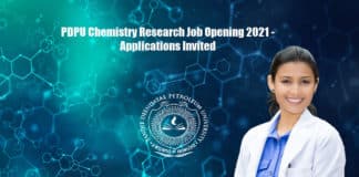 PDPU Chemistry Research Job Opening 2021 - Applications Invited
