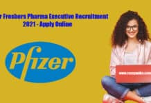 Pfizer Freshers Pharma Executive Recruitment 2021 - Apply Online