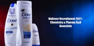 Unilever Recruitment 2021 - Chemistry & Pharma R&D Associate