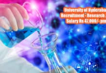 University of Hyderabad Recruitment - Research Job Salary Rs 47,000/- pm