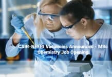 CSIR-NEERI Vacancies Announced - MSc Chemistry Job Opening