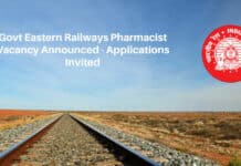 Govt Eastern Railways Pharmacist Vacancy Announced - Applications Invited