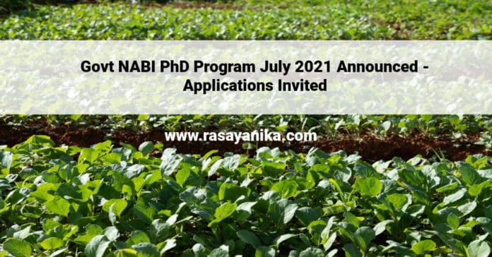 Govt NABI PhD Program July 2021 Announced - Applications Invited