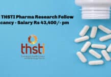 Govt THSTI Pharma Research Fellow Vacancy - Salary Rs 43,400/- pm