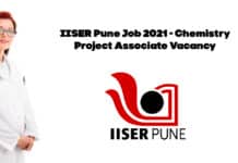 IISER Pune Job 2021 - Chemistry Project Associate Vacancy