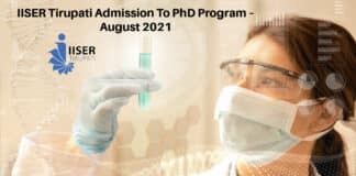 IISER Tirupati Admission To PhD Program – August 2021