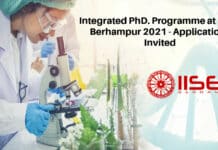 Integrated PhD. Programme at IISER Berhampur 2021 - Applications Invited