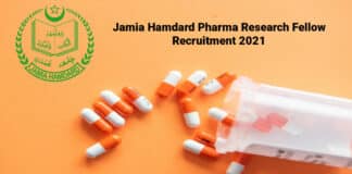 Jamia Hamdard Pharma Research Fellow Recruitment 2021