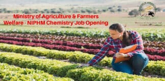 Ministry of Agriculture & Farmers Welfare - NIPHM Chemistry Job Opening