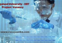 Nagaland University - DBT Project - Chemistry JRF Vacancy 2021