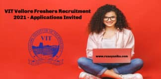 VIT Vellore Freshers Recruitment 2021 - Applications Invited