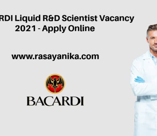 BACARDI Liquid R&D Scientist Vacancy 2021 - Apply Online