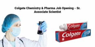 Colgate Chemistry & Pharma Job Opening - Sr. Associate Scientist 