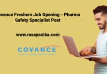 Covance Freshers Job Opening - Pharma Safety Specialist Post