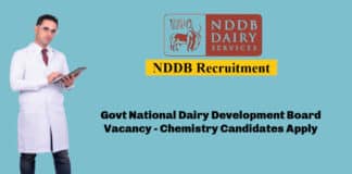 Govt National Dairy Development Board Vacancy - Chemistry Candidates Apply