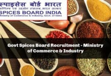 Govt Spices Board Recruitment - Ministry of Commerce & Industry