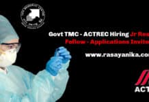 Govt TMC - ACTREC Hiring Jr Research Fellow - Applications Invited