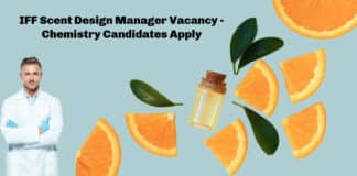 IFF Scent Design Manager Vacancy - Chemistry Candidates Apply